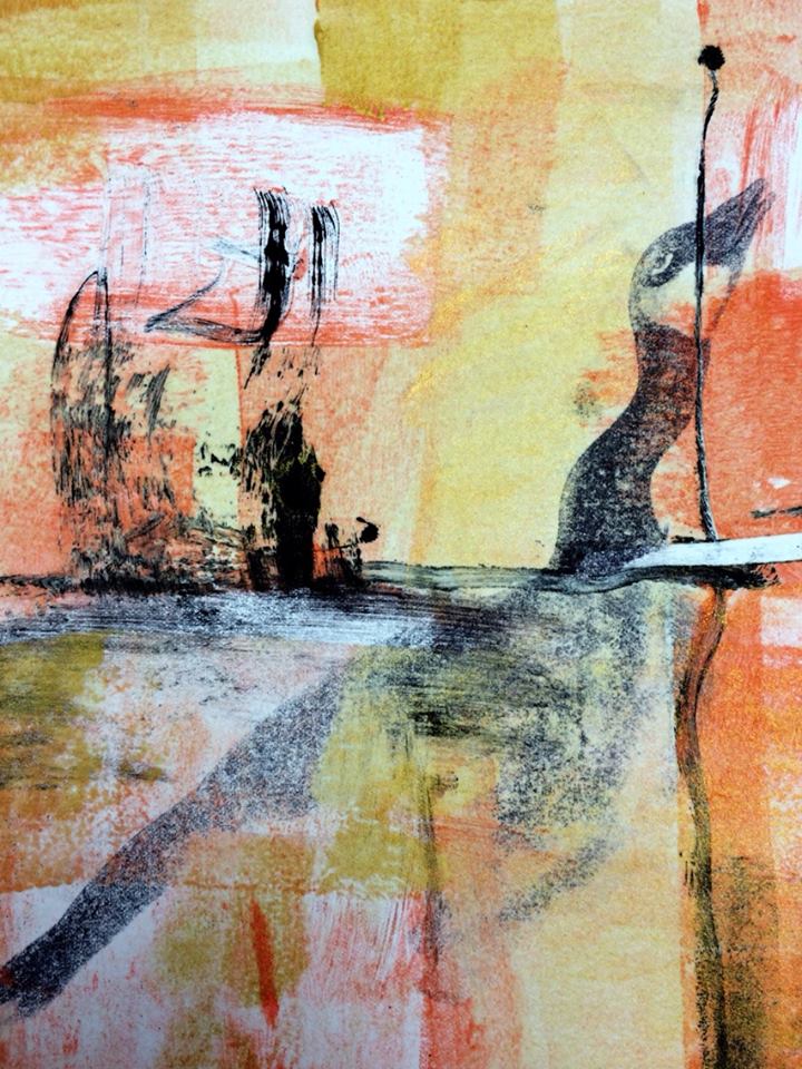 Goose Game series monoprint, Suzanne Edminster