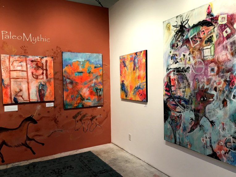 Salt, far left, Suzanne Edminster, acrylic on canvas, 4 feet by 6 feet,